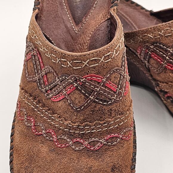 Clarks Artisan Clogs Size 8.5 Distressed Leather Wedge Slip-On Mule - Picture 3 of 9